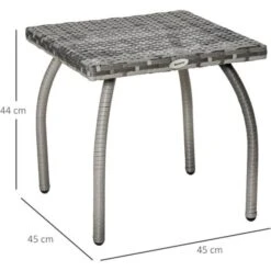 Outsunny Tavolino In Rattan Sintetico Da Esterno, Giardino, Terrazzo Impermeabile Grigio 45x45x44cm -Giardino di Lusso 30531174 3