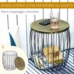 Outsunny Set Di 3 Tavolini Da Giardino Impilabili, Arredamento Da Esterno Stile Industriale In Metallo Nero -Giardino di Lusso 30531196 5