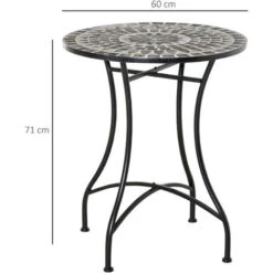 Outsunny Tavolino Da Giardino In Metallo E Ceramica, Tavolo Da Esterno Per Terrazzo O Balcone, Ф60x71cm, Nero -Giardino di Lusso 30531209 3