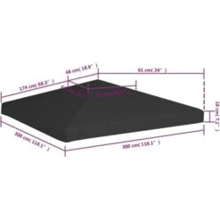 Copertura Superiore Per Gazebo 270 G/m² 3x3 M Nera VidaXL -Giardino di Lusso 30604174 3