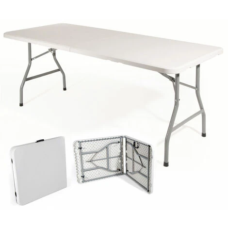 Tavolo Pieghevole In Plastica Trasportabile Bianco Pic Nic 180 - 90 Cm 3 Tavolo Pieghevole In Plastica Trasportabile Bianco Pic Nic 180 - 90 Cm