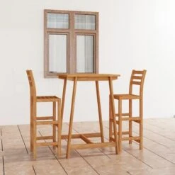 Set Da Bar Da Giardino 3 Pz In Legno Massello Di Acacia VidaXL -Giardino di Lusso 30908979 2