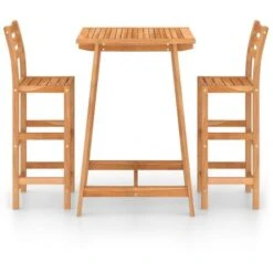 Set Da Bar Da Giardino 3 Pz In Legno Massello Di Acacia VidaXL -Giardino di Lusso 30908979 4