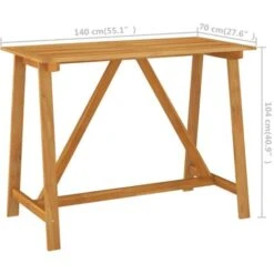 Tavolo Da Bar Da Giardino 140x70x104 Cm In Massello Di Acacia VidaXL -Giardino di Lusso 30909785 3