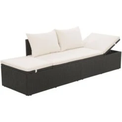 Nova Lettino Prendisole In Robusto Rattan 195x60 Cm Dotato Di Cuscini Vari Colori Colore : Nero -Giardino di Lusso 30924487 3