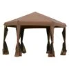Outsunny Gazebo Da Giardino Pieghevole Con Zanzariera, Struttura Esagonale Acciaio E Poliestere, 3.6x3.6x2.6m Marrone