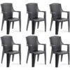 Sedia Da Giardino In Plastica Effetto Rattan Impilabile [ 6 PEZZI ] Eden - Antracite