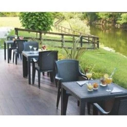 Sedia Da Giardino In Plastica Effetto Rattan Impilabile [ 6 PEZZI ] Eden - Antracite -Giardino di Lusso 31027934 3