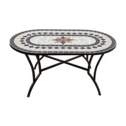 TAVOLO DA GIARDINO OVALE CON MOSAICO BASE IN ACCIAIO ROBUSTO CM 150x90x74 31649