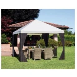 TELO PER GAZEBO 3X3 COPERTURA TOP TELO DI RICAMBIO CON BORDO ECRU BEIGE 17763/1 -Giardino di Lusso 31658341 3