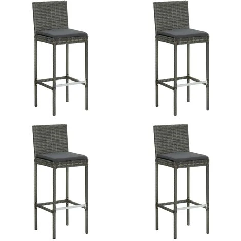 Set Bar Da Giardino 5 Pz Con Cuscini In Polyrattan Grigio VidaXL 6 Set Bar Da Giardino 5 Pz Con Cuscini In Polyrattan Grigio VidaXL - immagine 4