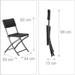 Relaxdays Set Mobili Da Giardino BASTIAN, Tavolo E Sedie Campeggio, Pieghevoli, Rattan, HxLxP 75,5x60x60 Cm, Nero 11 Relaxdays Set Mobili Da Giardino BASTIAN, Tavolo E Sedie Campeggio, Pieghevoli, Rattan, HxLxP 75,5x60x60 Cm, Nero -Giardino di Lusso 31791469 5