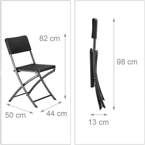 Relaxdays Set Mobili Da Giardino BASTIAN, Tavolo E Sedie Campeggio, Pieghevoli, Rattan, HxLxP 75,5x60x60 Cm, Nero 7 Relaxdays Set Mobili Da Giardino BASTIAN, Tavolo E Sedie Campeggio, Pieghevoli, Rattan, HxLxP 75,5x60x60 Cm, Nero - immagine 5