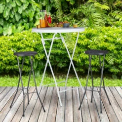Relaxdays Sgabello Pieghevole, 80 Cm, Sedia Alta Senza Schienale Da Bistrò, Plastica Resistente Alle Intemperie, Nero -Giardino di Lusso 31791530 2