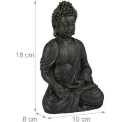 Relaxdays Statua Buddha Seduto 18 Cm, Per Soggiorno E Bagno, Resistente All’Umidità, In Pietra Artificiale, Grigio Scuro -Giardino di Lusso 31795873 4