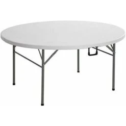 Tavolo Circolare In Polietilene Ed Acciaio Diametro Cm 154 Bianco