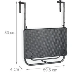 Relaxdays Tavolino Pieghevole Da Balcone, Tavolo Da Appendere Ringhiera, Altezza Regolabile, Resistente Intemperie, Nero -Giardino di Lusso 31824316 5