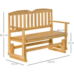 Outsunny Panchina Da Giardino A Dondolo 2 Posti Con Braccioli In Legno Di Abete -Giardino di Lusso 31852919 3