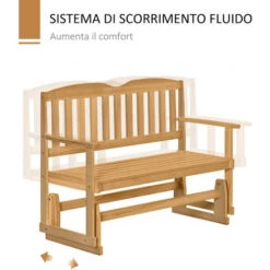 Outsunny Panchina Da Giardino A Dondolo 2 Posti Con Braccioli In Legno Di Abete -Giardino di Lusso 31852919 4