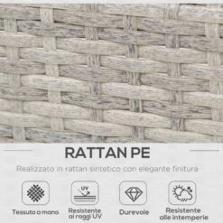 Outsunny Salotto Da Giardino Con Divano E Tavolino In PE Rattan Grigio -Giardino di Lusso 31852987 4