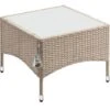 Casaria Tavolo Da Giardino In Poly Rattan Tavolino Basso Da Balcone Con Piano In Vetro Versatile M2 - 58x58x42cm (de)