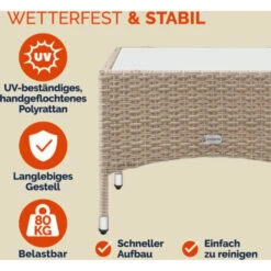 Casaria Tavolo Da Giardino In Poly Rattan Tavolino Basso Da Balcone Con Piano In Vetro Versatile M2 - 58x58x42cm (de) -Giardino di Lusso 31958614 3