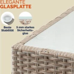 Casaria Tavolo Da Giardino In Poly Rattan Tavolino Basso Da Balcone Con Piano In Vetro Versatile M2 - 58x58x42cm (de) -Giardino di Lusso 31958614 5