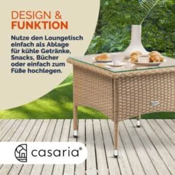 Casaria Tavolo Da Giardino In Poly Rattan Tavolino Basso Da Balcone Con Piano In Vetro Versatile M1 - 50x50x45cm (de) -Giardino di Lusso 31958620 4