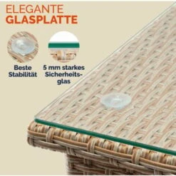 Casaria Tavolo Da Giardino In Poly Rattan Tavolino Basso Da Balcone Con Piano In Vetro Versatile M1 - 50x50x45cm (de) -Giardino di Lusso 31958620 5