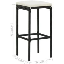 Set Bar Da Giardino 3 Pz Con Cuscini Nero VidaXL -Giardino di Lusso 32014598 3