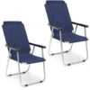 Relaxdays Set Da 2 Sedie Da Campeggio, Pieghevole Con Braccioli, Giardino & Spiaggia, Portatile, 91x53,5x75 Cm,Blu Scuro -Giardino di Lusso 32380945 1