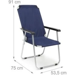 Relaxdays Set Da 2 Sedie Da Campeggio, Pieghevole Con Braccioli, Giardino & Spiaggia, Portatile, 91x53,5x75 Cm,Blu Scuro -Giardino di Lusso 32380945 4