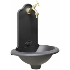 Fontana A Muro Parete Mod.Ronda Casa Giardino Balcone Con Rubinetto In Ottone Finitura A Scelta : Ottone Lucido Cod.303L