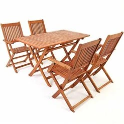 Nova Set Da Pranzo Da Giardino 5 Pz Tavolo E Sedie In Legno Di Acacia