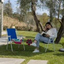 Baroni Home Sedia Pieghevole Da Mare. Sedia Campeggio. Giardino. Spiaggia. Piscina. Sedia Da Esterno Pieghevole Colorata. 52x44x76 Cm Blu -Giardino di Lusso 32913975 4