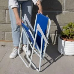 Baroni Home Sedia Pieghevole Da Mare. Sedia Campeggio. Giardino. Spiaggia. Piscina. Sedia Da Esterno Pieghevole Colorata. 52x44x76 Cm Blu -Giardino di Lusso 32913975 5