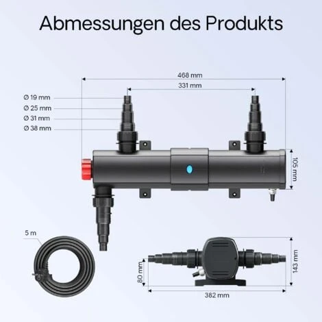 Sterilizzatore UV A Acqua Per Laghetto SunSun CUV-224 Con Lampada 24W 5 Sterilizzatore UV A Acqua Per Laghetto SunSun CUV-224 Con Lampada 24W - immagine 3