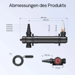 Sterilizzatore UV A Acqua Per Laghetto SunSun CUV-136 Con Lampada 36W -Giardino di Lusso 3297444 3
