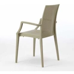 Tavolo Rettangolare Bianco 150x90 Cm Con 6 Sedie Colorate Bistrot Arm Summerlife Colore: Beige -Giardino di Lusso 33471017 5