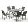 SET PLAYA DINING Antracite Composto Da Tavolo E 6 Poltrone Colore Fumo -Giardino di Lusso 33639604 1