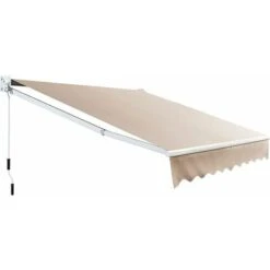 COSTWAY Tenda Da Sole Per Esterno Avvolgibile, Tenda Da Sole A Bracci Estensibili Con Telaio In Alluminio E Tettuccio Resistente Al Sole E Impermeabile E Manovella, 295 X 250 Cm, Beige