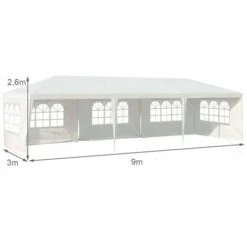 COSTWAY Gazebo Da Giardino 3 X 9 M, Tendone Per Feste Con 5 Pannelli Laterali Rimovibili, Impermeabile Protezione UV, Per Matrimonio Eventi E Barbecue -Giardino di Lusso 33966016 5