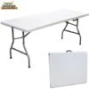 Tavolo Pieghevole In Resina 183x76x72cm Metallo Richiudibile A Valigetta Bianco -Giardino di Lusso 3399493 1