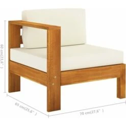 Divano Da Giardino 3 Posti Cuscini Bianco Crema Massello Acacia VidaXL -Giardino di Lusso 34089164 3