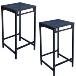 Sgabelli Per Isola Cucina Da Bar Seduta In Rattan - Antracite 40x40x75