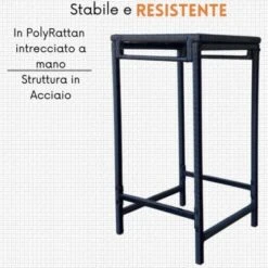 Sgabelli Per Isola Cucina Da Bar Seduta In Rattan - Antracite 40x40x75 -Giardino di Lusso 34257941 3