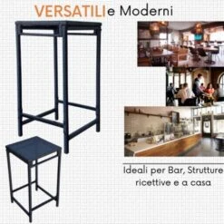Sgabelli Per Isola Cucina Da Bar Seduta In Rattan - Antracite 40x40x75 -Giardino di Lusso 34257941 4