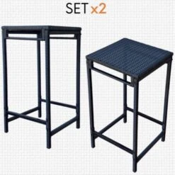 Sgabelli Per Isola Cucina Da Bar Seduta In Rattan - Antracite 40x40x75 -Giardino di Lusso 34257941 5