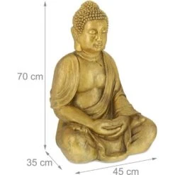Relaxdays Buddha, Figura Da Giardino, Resistente Alle Intemperie, Buddha Seduto, Poliresina, HBT: 70x45x35 Cm, Dorata -Giardino di Lusso 34735704 4
