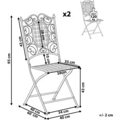 Set Di 2 Sedie Da Giardino Bistro Pieghevoli In Metallo Nero Bormio -Giardino di Lusso 35912747 3